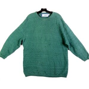 VTG Shenandoah Womens Sweater L Green 3D‎ Holiday New Year Oversized Cabincore